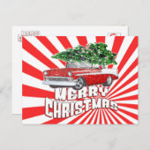 カスタマイズ可能なヴィンテージクラシックレトロ車のクリスマス ポストカード (正面/裏面)