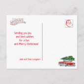 カスタマイズ可能なヴィンテージクラシックレトロ車のクリスマス ポストカード (裏面)