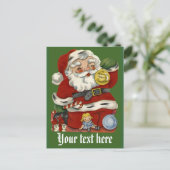 カスタマイズ可能なヴィンテージサンタクロースのカード シーズンポストカード (スタンド正面)