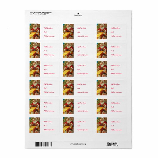 カスタマイズ可能なヴィンテージサンタクロース住所 シール (フルシート)