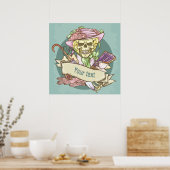 カスタマイズ可能なヴィンテージスカルポスター ポスター (キッチン)