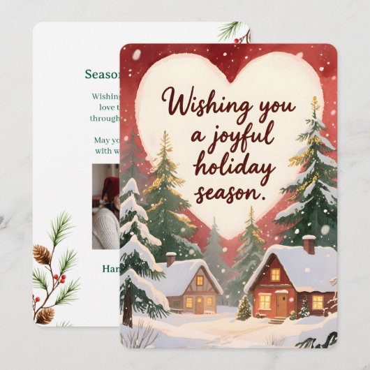 カスタマイズ可能なヴィンテージスタイルのホリデーカード シーズンカード (正面/裏面)