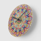 カスタマイズ可能なヴィンテージスペインのタイル ラウンド壁時計 (傾斜)