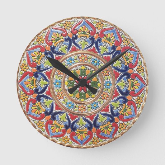 カスタマイズ可能なヴィンテージスペインのタイル ラウンド壁時計 (正面)