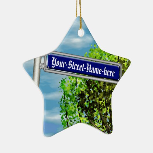 カスタマイズ可能なヴィンテージドイツ語通り記号 –  セラミックオーナメント (右)