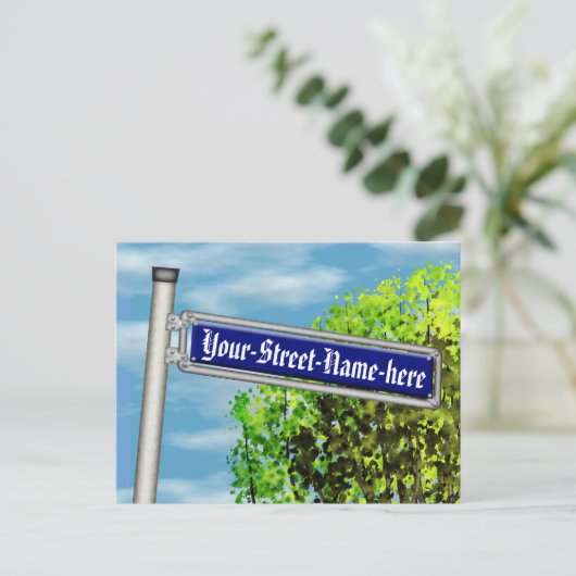 カスタマイズ可能なヴィンテージドイツ語通り記号 –  ポストカード (スタンド正面)