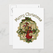 カスタマイズ可能なヴィンテージビクトリアンのクリスマスの子ども シーズンポストカード (正面/裏面)