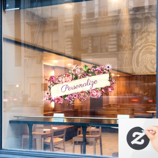 カスタマイズ可能なヴィンテージビジネスガーリーフローラストア ウィンドウサイン (カフェ窓)