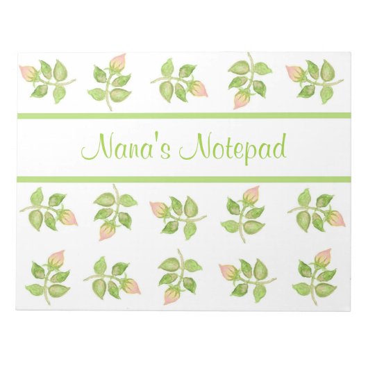 カスタマイズ可能なヴィンテージピンクローズブズメモ帳、ジョッター ノートパッド (正面)