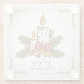 カスタマイズ可能なヴィンテージファミリークリスマスキャンドル ガラスコースター (裏面)