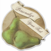 カスタマイズ可能なヴィンテージフルーツスーパーマーケットかわいい梨 シール (正面)