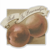 カスタマイズ可能なヴィンテージフルーツ食料品店ピーチ シール (正面)