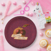 カスタマイズ可能なヴィンテージプラムブルゴーニュのダマスクパターン ペーパープレート (パーティー)