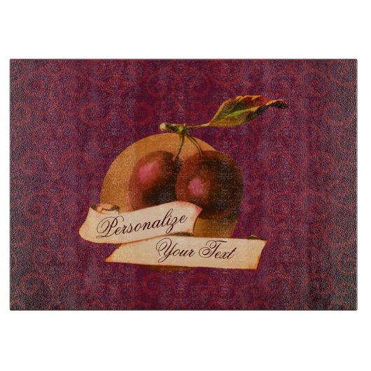 カスタマイズ可能なヴィンテージプラムレトロフルーツオールドスクール カッティングボード (正面)