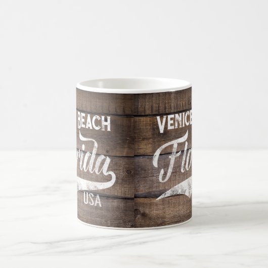 カスタマイズ可能なヴィンテージプランクヴェネツィアビーチフロリダ コーヒーマグカップ (中央)
