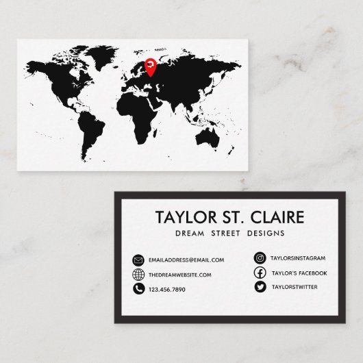 カスタマイズ可能なヴィンテージマップ名刺 名刺 (正面/裏面)