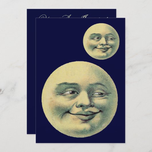 カスタマイズ可能なヴィンテージムーン 招待状 (正面/裏面)