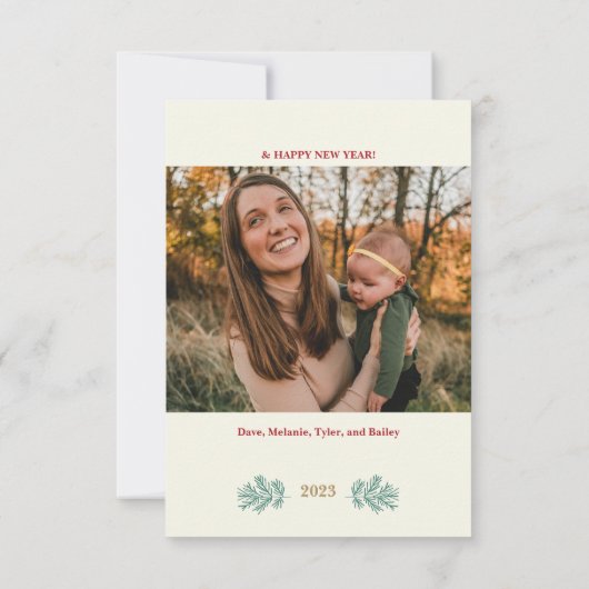 カスタマイズ可能なヴィンテージメリークリスマスフォトカード 案内状 (裏面)