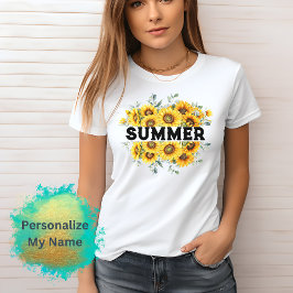 カスタマイズ可能なヴィンテージレトロ黄色ひまわり名 Tシャツ