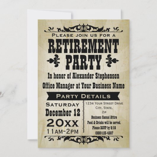 カスタマイズ可能なヴィンテージ国パーティの招待状 招待状 (正面)