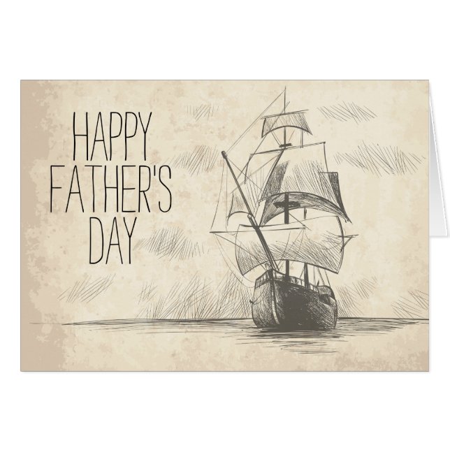 カスタマイズ可能なヴィンテージ手描き船図 (正面横)