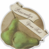 カスタマイズ可能なヴィンテージ梨フルーツスーパーマーケット シール (正面)