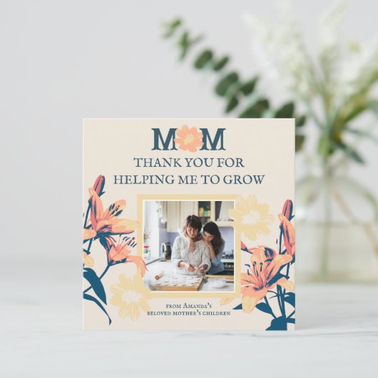 カスタマイズ可能なヴィンテージ母の日カード サンキューカード (スタンド正面)