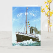 カスタマイズ可能なヴィンテージ汽船カード カード (黄色い花)