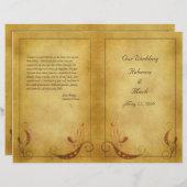 カスタマイズ可能なヴィンテージ結婚式プログラム (正面/裏面)