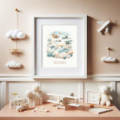 カスタマイズ可能なヴィンテージ航空機と雲のポスター ポスター