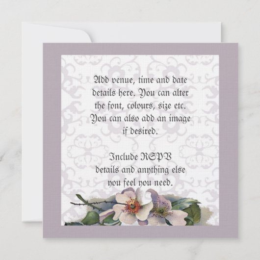 カスタマイズ可能なヴィンテージ花嫁ウェディングセット - テンプレート (裏面)