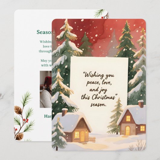 カスタマイズ可能なヴィンテージ フラット ホリデー カード (正面/裏面)