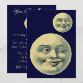 カスタマイズ可能なヴィンテージ ムーン 招待状 (正面/裏面)