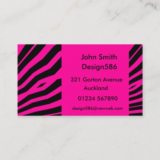 カスタマイズ可能な一流のショッキングピンクのシマウマのプリントビジネス 名刺 (正面)