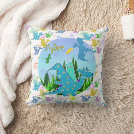 カスタマイズ可能な一流のTylerが付いているかわいいドラゴン クッション (ブランケット)