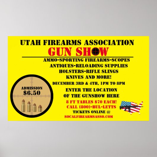 カスタマイズ可能な一般的な銃器ショーイベントの詳細アイコン ポスター (正面)