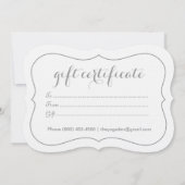 カスタマイズ可能な上品なダンスクギフト証明書 (裏面)