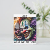 カスタマイズ可能な不気味なピエロ誕生日カード (スタンド正面)