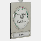 カスタマイズ可能な世界の最高のエステティシャン シルバープレートバナーオーナメント (右)