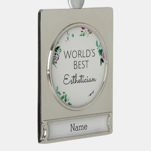 カスタマイズ可能な世界の最高のエステティシャン シルバープレートバナーオーナメント (右)