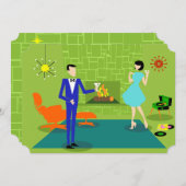 カスタマイズ可能な世紀半ばのモダンなカップルの招待状 招待状 (正面/裏面)