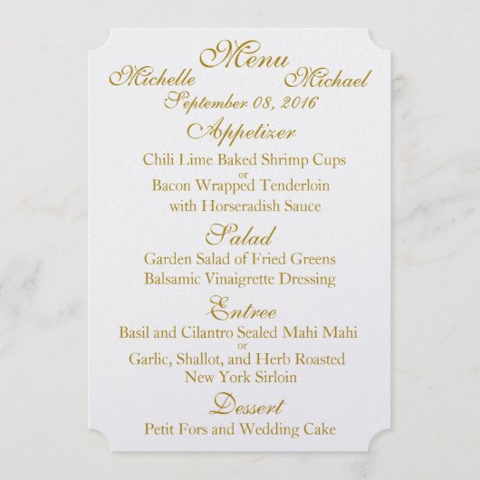 カスタマイズ可能な両面結婚メニュー メニュー (正面)