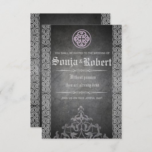 カスタマイズ可能な中世ケルト結婚式招待状pk 招待状 (正面/裏面)