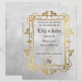 カスタマイズ可能な中世 コンクリート&ゴールド 招待状 (正面/裏面)