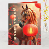 カスタマイズ可能な中国新年2026 カード (黄色い花)