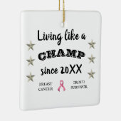 カスタマイズ可能な乳がんを克服した銀色の星 セラミックオーナメント (右)