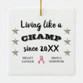 カスタマイズ可能な乳がんを克服した銀色の星 セラミックオーナメント (裏面)