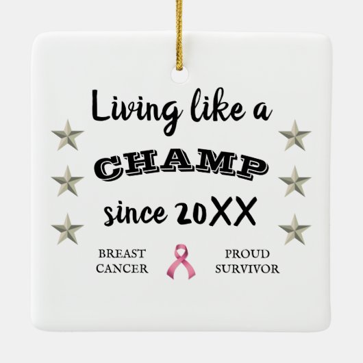 カスタマイズ可能な乳がんを克服した銀色の星 セラミックオーナメント (裏面)