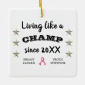 カスタマイズ可能な乳がんを克服した銀色の星 セラミックオーナメント (正面)