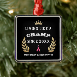 カスタマイズ可能な乳がん生存者の葉月桂樹 メタルオーナメント